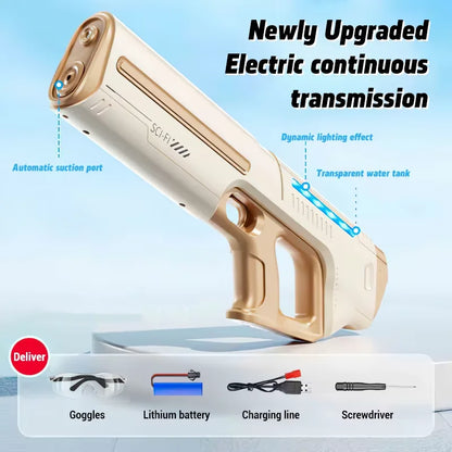 Children's Fully Automatic Water Storage Gun Large Capacity Electric Water Absorbing Toy Gun Summer Outdoor Water Toy Gift