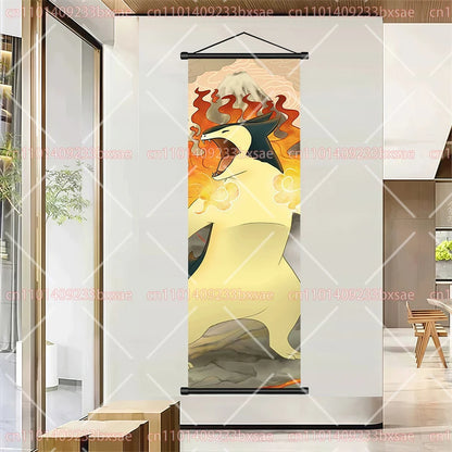 Pokémon Retro HD Scroll Painting Poster Squirtle Eevee Charmander Bulbasaur Gyarados Charizard Fan Collection Children's Gift