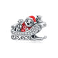 925 Sterling Silver Christmas Sleigh Santa Claus Pendant Holiday Party Charm Fit Original Charm Bracelets Women DIY Jewelry Gift