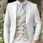 Pink Men's Elegant Peak Lapel Tuxedo 3-Piece Suit with Blazer Vest And Pants Set for Formal Business Prom Grooming