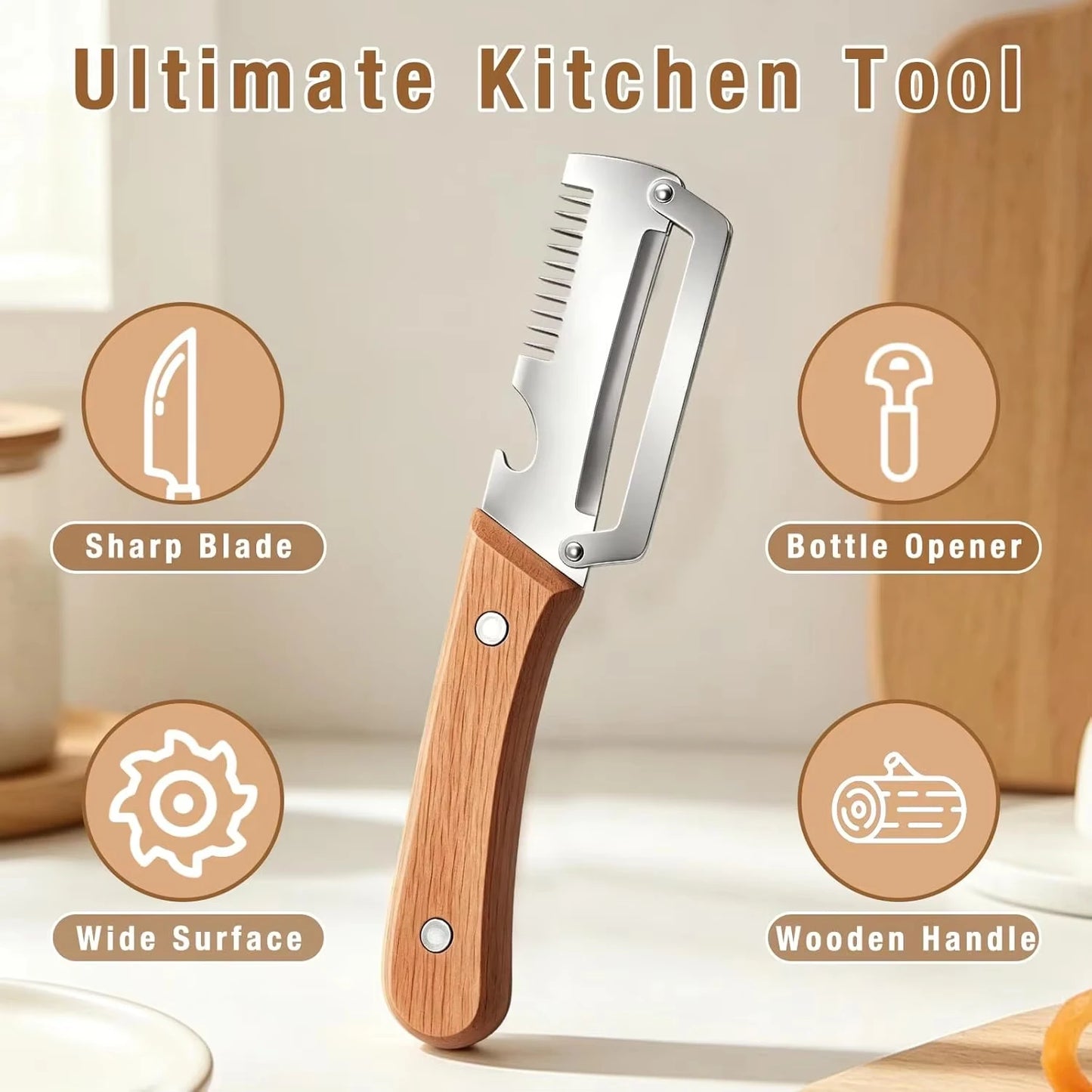 2PC Set Kitchen Peeler Stainless Steel Vegetable Peeler Wooden Handle For Peeling And Slicing Fruits And Vegetables Kitchen Tool