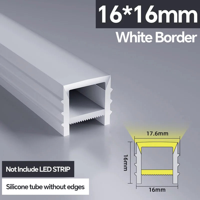 1M-10M LED Neon Rope Tube Soft Silicone Diffuser Channel Black/White Flexible Ribbon Strip Light for Recessed Channel
