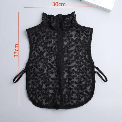 Beautiful Petal Fake Collar Black Lace False Blouse Detachable Lapel False Collar Sweater