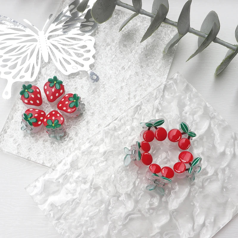5/10Pcs Super Cute Hair Accessories Girls Fruit Strawberry Cherry Mini  Trendy Claw Clips Summer Style Small Grab Clips