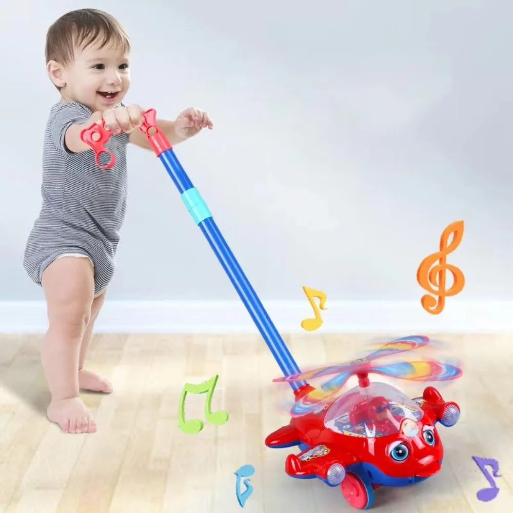 Interactive Baby Walker Toy with Bell Detachable Baby Toddler Stroller Toy Gifts Children's Hand Push Airplane