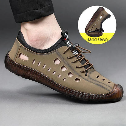 Men's Slip-On Shoes Summer Hollow out Breathable Comfortable Wear-Resistant Soft Bottom Casual Shoes-8333