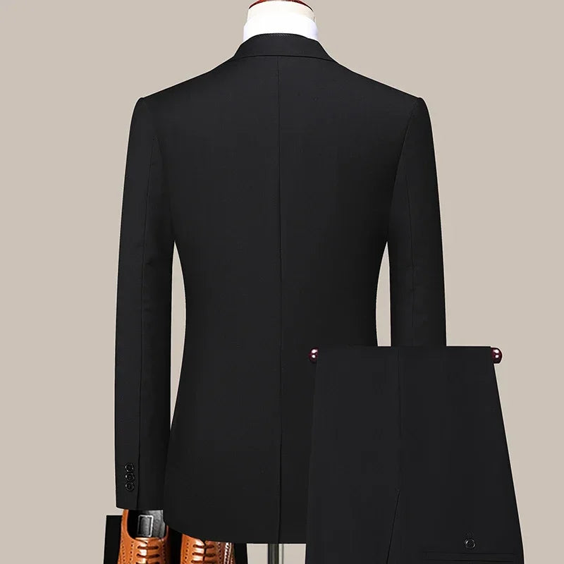 Suit Outdoor (Blazer+ Pants) Men's Fashion Gentleman's Business Suit Slim Outdoor Decoration Body Wedding Casual Suit