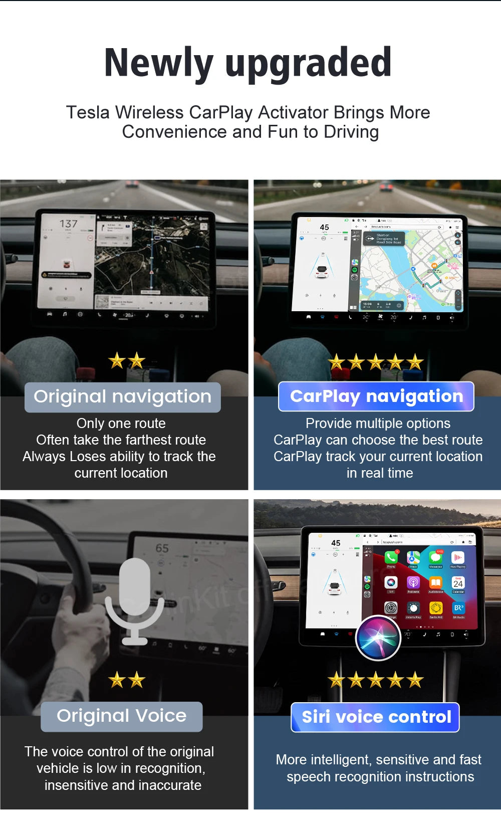 CarlinKit T2C For Tesla Upgrade CarPlay Wireless Android Auto Universal Model 3 Model Y X S 5Ghz WiFi CarPlay Ai Box SpotifyWaze