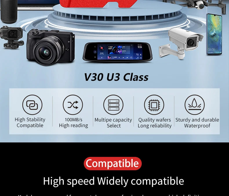 KODAK Micro SD Card U3 V30 128GB 256GB 64GB 4K High Speed TF Card for Phone Camera Drone