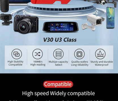 KODAK Micro SD Card U3 V30 128GB 256GB 64GB 4K High Speed TF Card for Phone Camera Drone