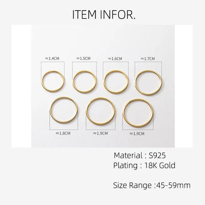 La Monada 45-59mm Plain Thin Women Ring 925 Sterling Silver Minimalist Rings For Women 925 Silver Finger Jewerly Rings Woman