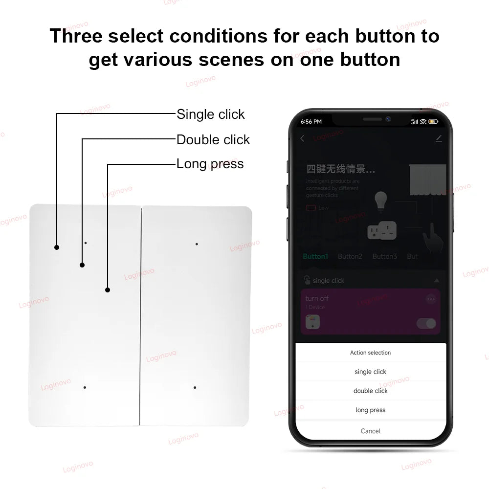 ZigBee Scene Switch 4 Gang 12 Scenario Wireless Push Button Controller Battery Powered Smart Life Tuya APP Home Automation