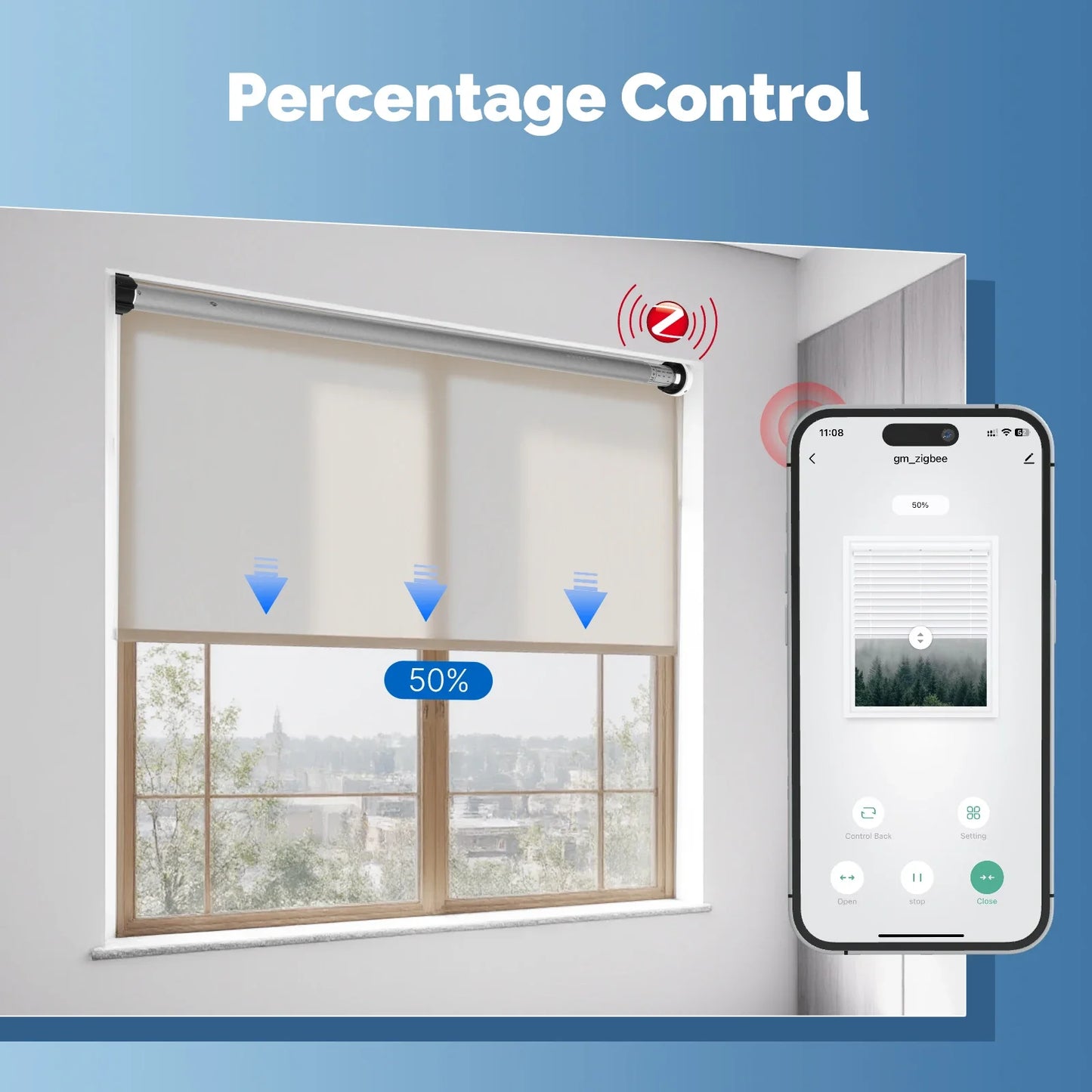 MOES Tuya Automatic Smart Zigbee Roller Shade Blinds Motor for 38mm Tube Remote Control work with Smart Life Alexa Google Home