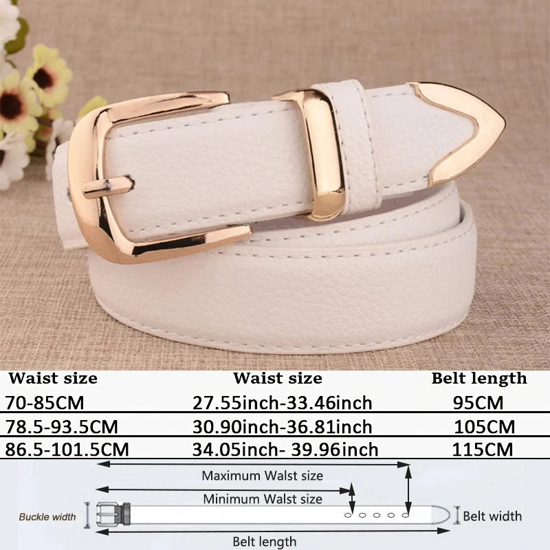 Fashion Women Genuine Leather Belts High Quality Gold Buckle Best Matching Dress Jeans Belts for Lady LB2146