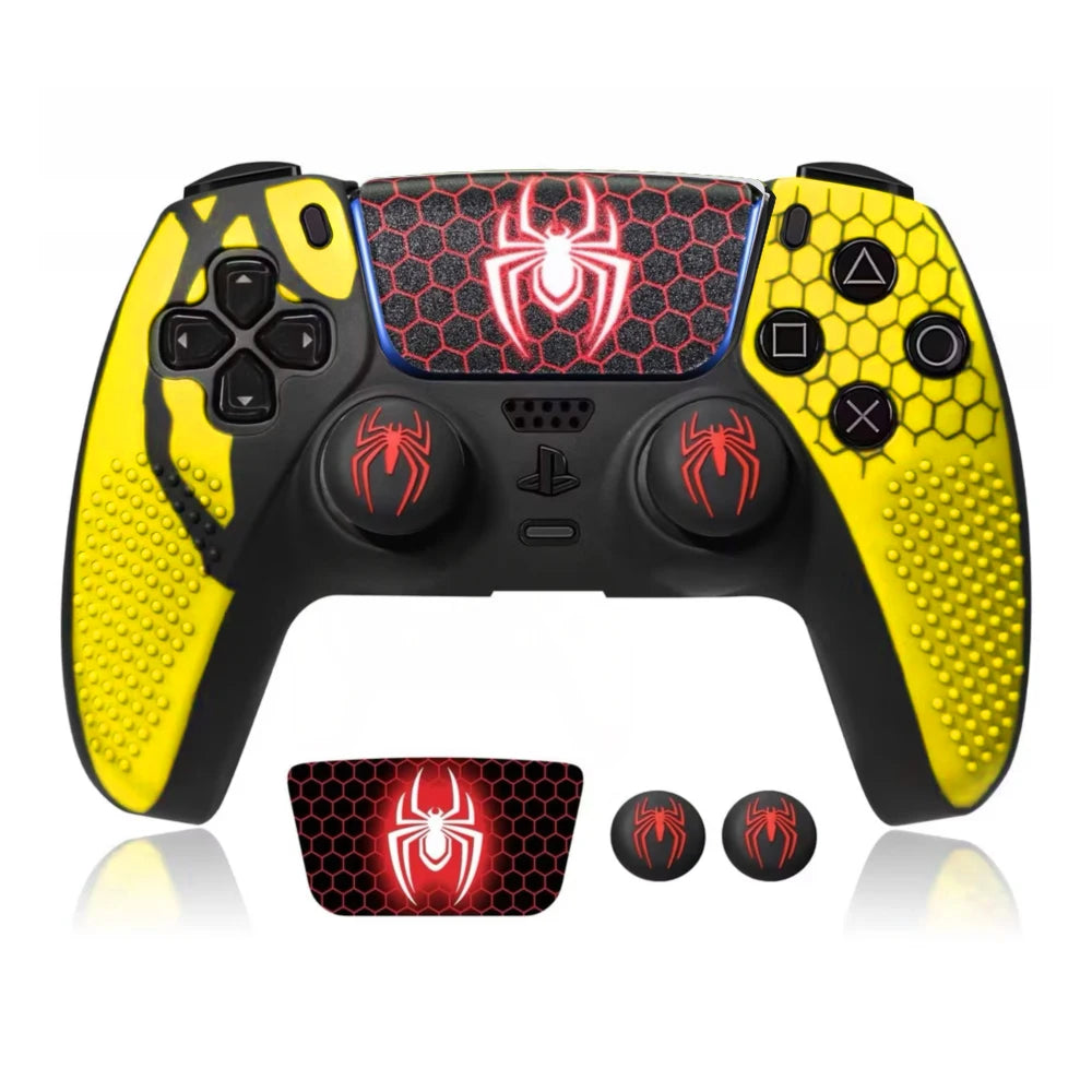 Spider Handle Cover Particle Style with Thumbstick Caps And Spider Stickers Gaming Controller Skin Accessory