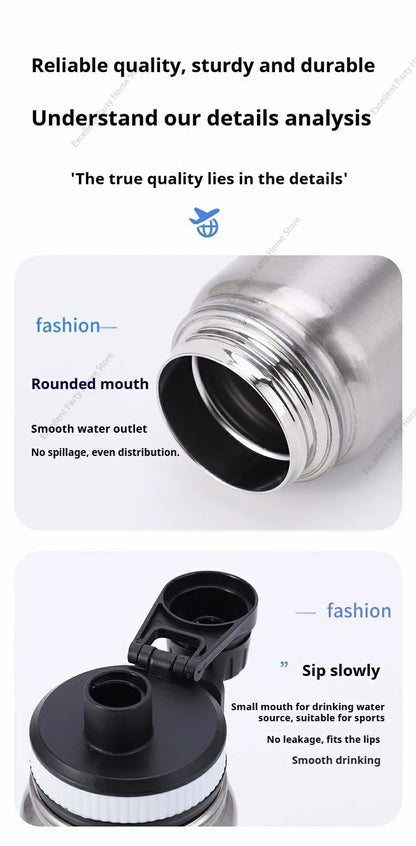 600/800/1000ML Sport Vacuum Flask Stainless Steel Thermal Water Bottle Car Insulated Cup Keeps Cold and Heat Travel Thermal Mug