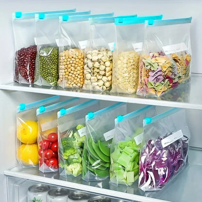 3 Sizes Food Grade Reusable Fresh Keeping Bags Zip Lock Seal Stand Up Storage Bags for Fridge Food Organization For Home Fridge