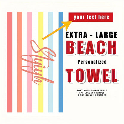 Personalized Striped Beach Towel Custom Name/Logo Microfiber Towel Thin Quick Dry Absorbent for Beach Swimming Yoga Bath Sports