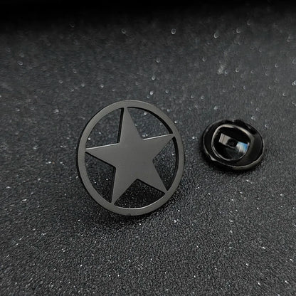 Classic Round Five-pointed Star Gold-plated Brooch, Men's Collar Lapel Pin Black, Suit Accessories, Gift for Husband