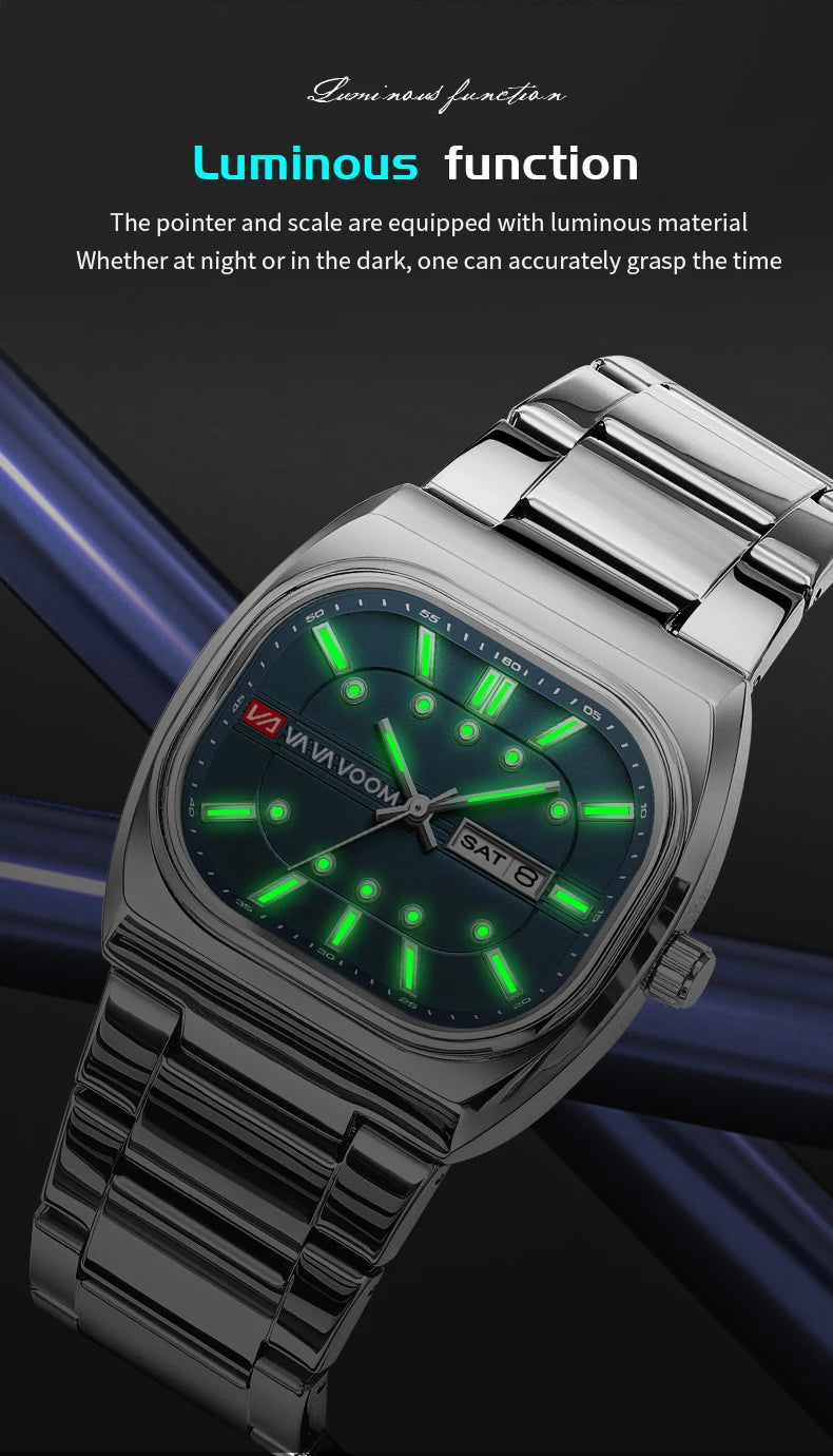 2026 New Men Watches 40mm Square Quartz Movement Analog Diving Series Clock Black Stainless Steel Top Brand Watch for Men montre
