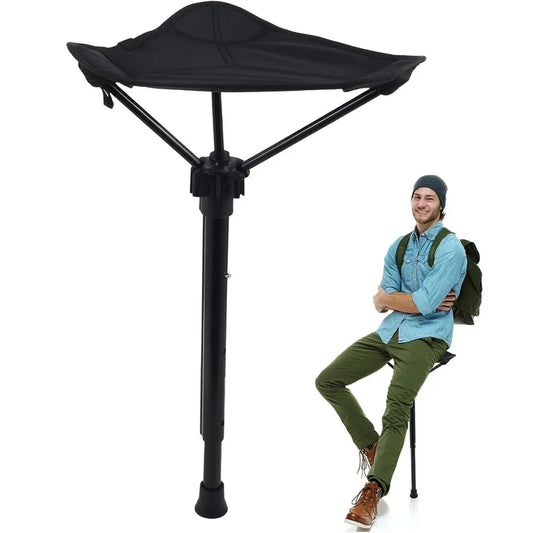 1PCS One Leg Telescopic Maza Stool - Portable Triangle Beach & Fishing Chair, Perfect for Outdoor Travel, Queuing & Camping