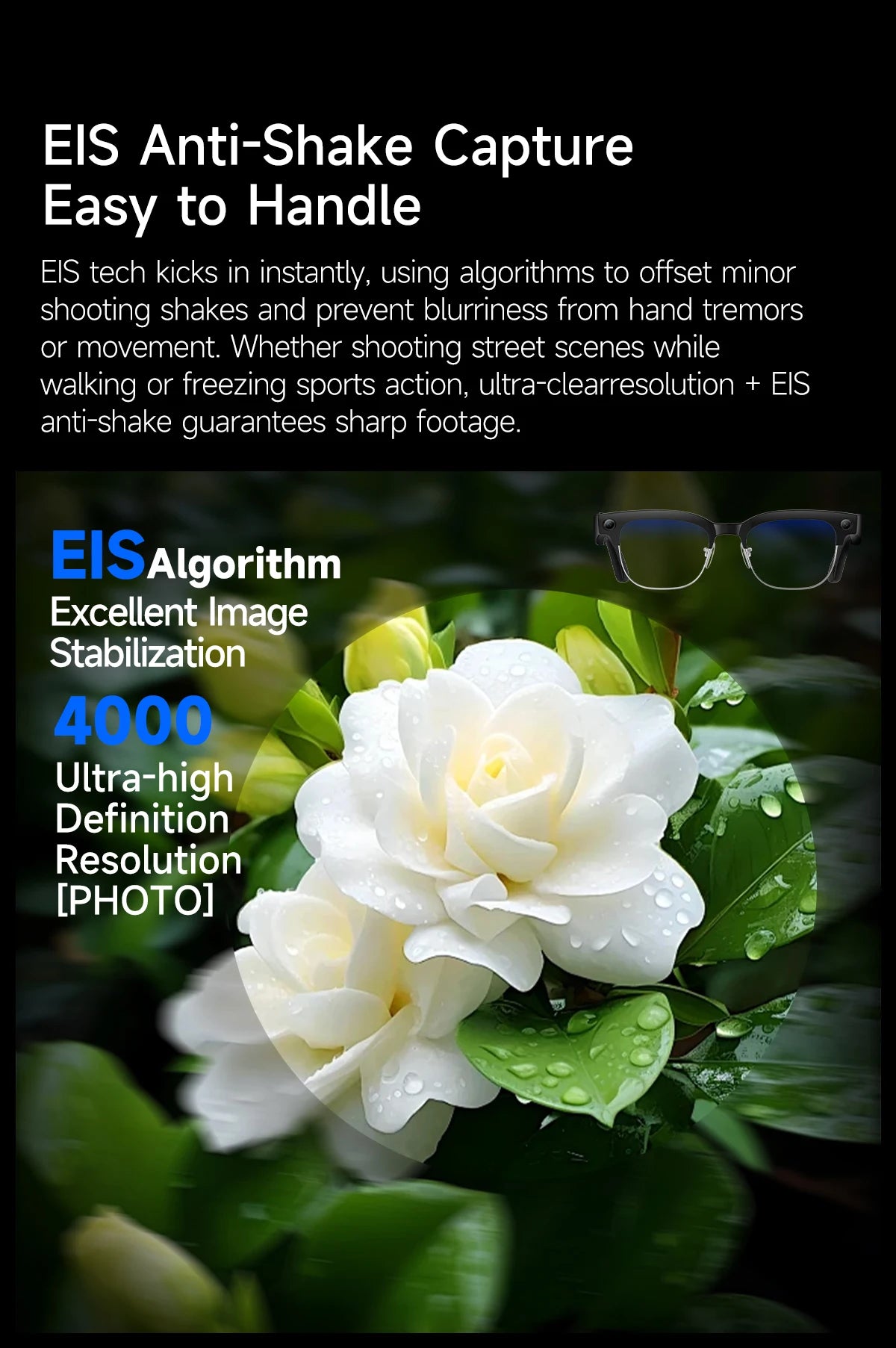 AI Smart Glasses for Men & Women 2026 New 8MP Camera 4K HD Video Recording AI Translation WiFi Bluetooth Call Music Photochromic
