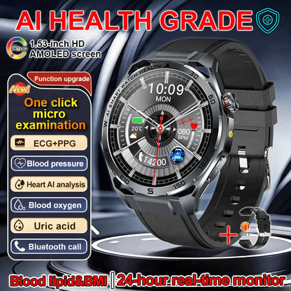 Smartwatch ECG High-End dla mężczyzn Ciśnienie krwi Lipidy Tlen we krwi Analiza ciała Kwas moczowy Monitor Zdrowia Smartwatch dla mężczyzn i kobiet