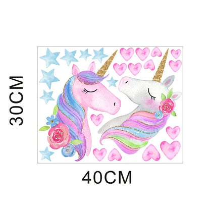 Cartoon Unicorn Luminous Wall Stickers For Kids Room Home Decor Wallpaper Glow In The Dark Wall Decals Unicorn Birthday Party