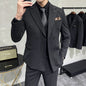 Slim Fit Double-breasted Striped Suit Vest Trousers 3-Piece Set Korean Fashion M-7XL Men's Fashionable Striped Three-piece Suit