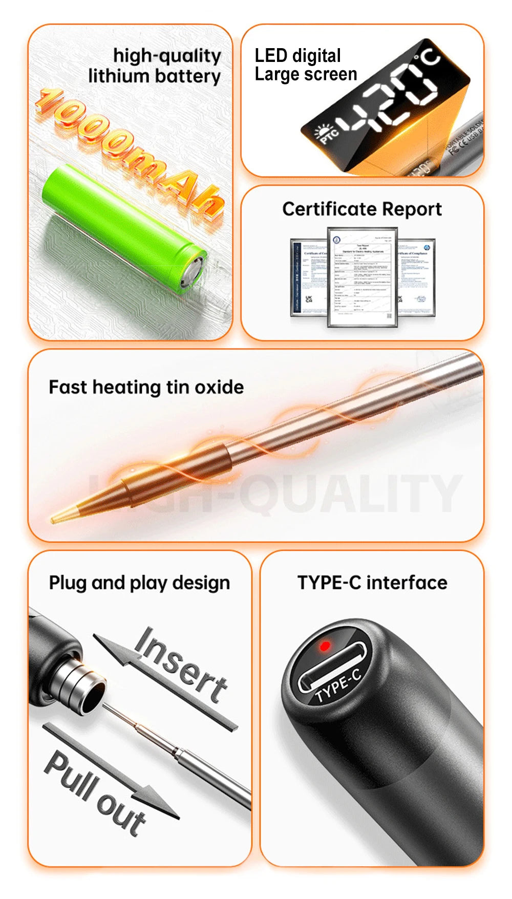 USB Electric Soldering Iron Kit 8W Mini Portable Professional Pen LED Smart 1000mAh Iron Rapid Heating DIY Welding Solder Tools
