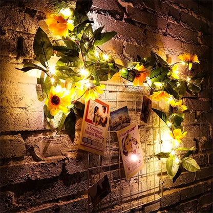 2/5/10M Solar Sunflower String Light Outdoor Waterproof Artificial Flower Vine Atmosphere Lamp For Home Party Holiday Decoration
