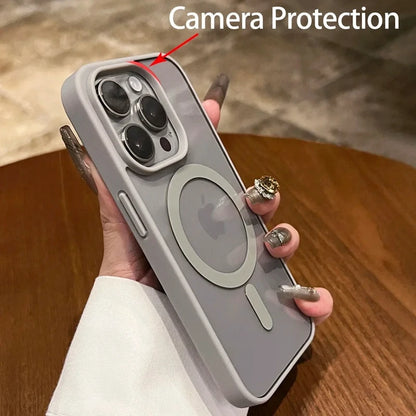 Luxury Transparent Magnetic Case For iPhone 16 15 14 13 12 11 Pro Max Plus For Magsafe Wireless Charge Shockproof Bumper Cover