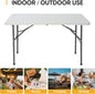 Fold in Half Table Portable Folding Table for Camping Picnic Barbecue Party Indoor Outdoor Sturdy Compact with Carrying Handle