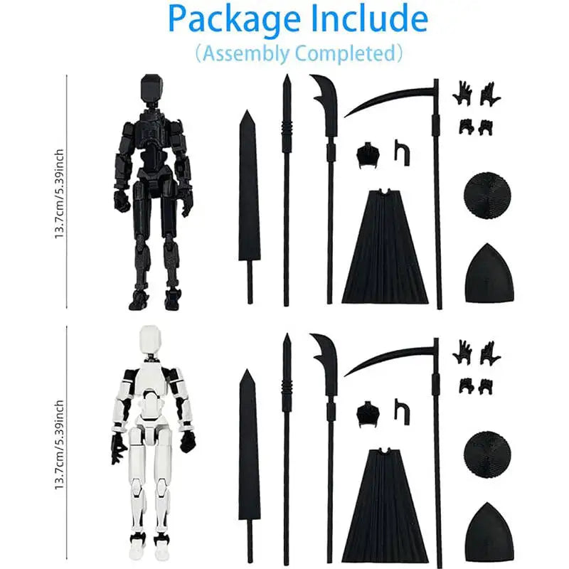 13 Action Figure Set 3D Printed Multi-Jointed Movable T13 Lucky13 Dummy Mobile Robot Desktop Decorations for Game Lovers Toy