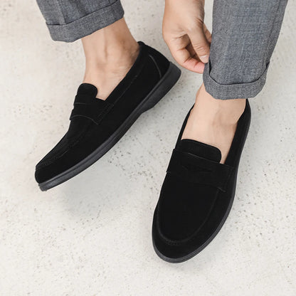 Suede Leather Mens Loafers Lightweight Man Casual Shoes Italian Brand Moccasins Comfortable Slip on Black Walking Driving Shoes