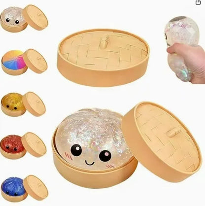 1-12Pcs Glitter Dumpling Glitter Dumpling Squishy with Box Dumplings Sensory Squeeze Toy for Stress Relief Birthday Gift