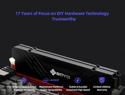 SOYO 8GB DDR3 1600MHZ memoria ram 240-Pin 1.5V for Desktop PC Memory RAM no ECC black white red intel AMD 64BIT