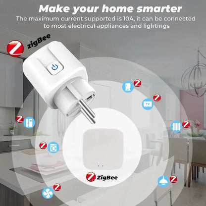 WiFi/Zigbee Smart Plug EU 16A/20A with Power Monitoring Timer Function Socket Compatible with Tuya Alexa Google Home Smart Life