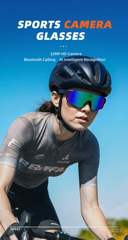 New AI Smart Glasses With Camera 1200P Video Recording Anti-Shake Shooting Sunglasses Bicycle Riding Windproof Goggles Men Women
