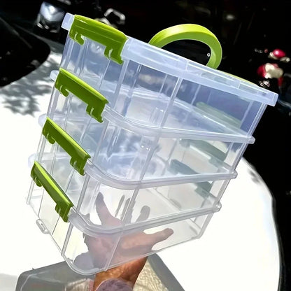 Extra Large 4-Tier Stackable Storage Box with Lid Clear Plastic Organizer Toy Building Block Storage Box