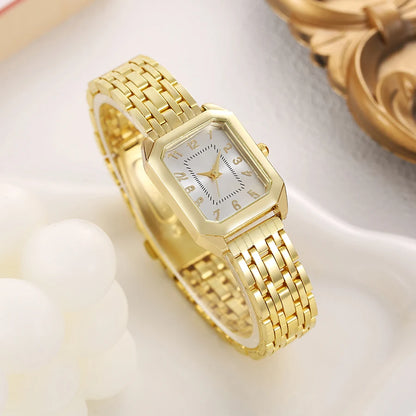 Fashionable and luxurious all-match rectangular dial alloy quartz watch for women, suitable for daily wear, Christmas gifts