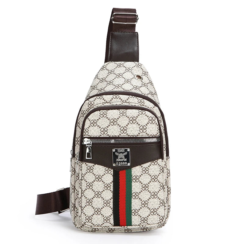 2025Men's Casual Messenger Bag Multi-Pocket Crossbody Shoulder Bag Lightweight Chest Bag with Port & Earphone Hole