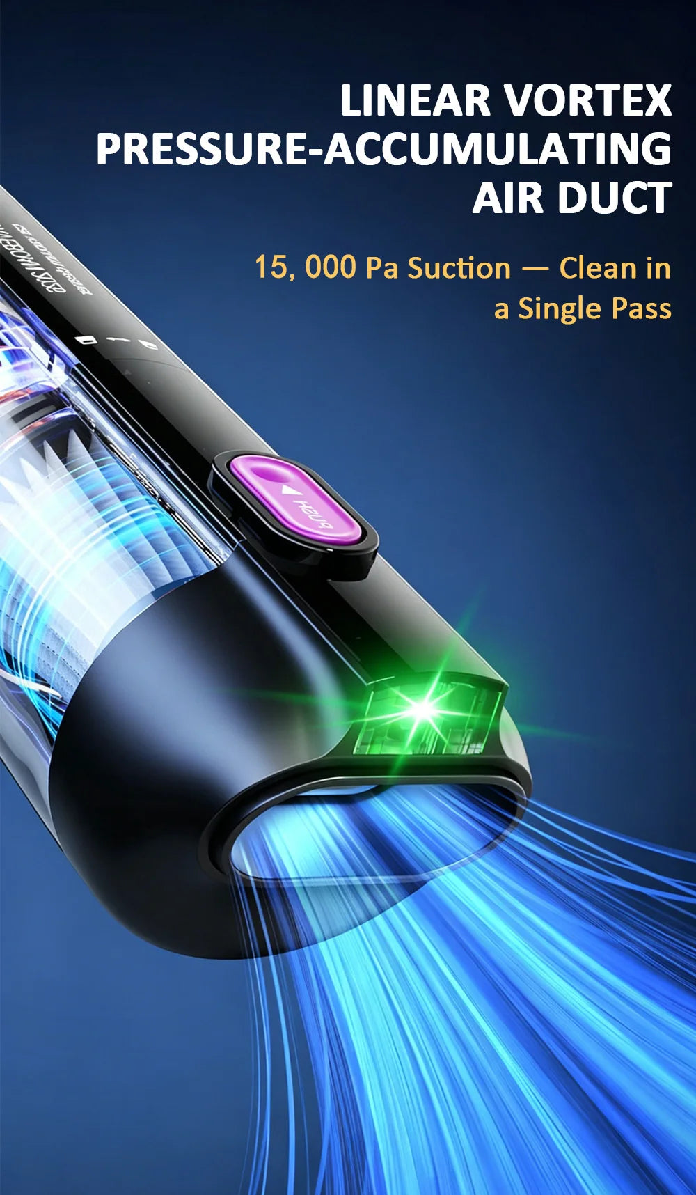 Car Vacuum Cleaner With Brushless Motor Lighting Handheld Vacuum Portable Cordless Compressed Air Duster For Car Home Office