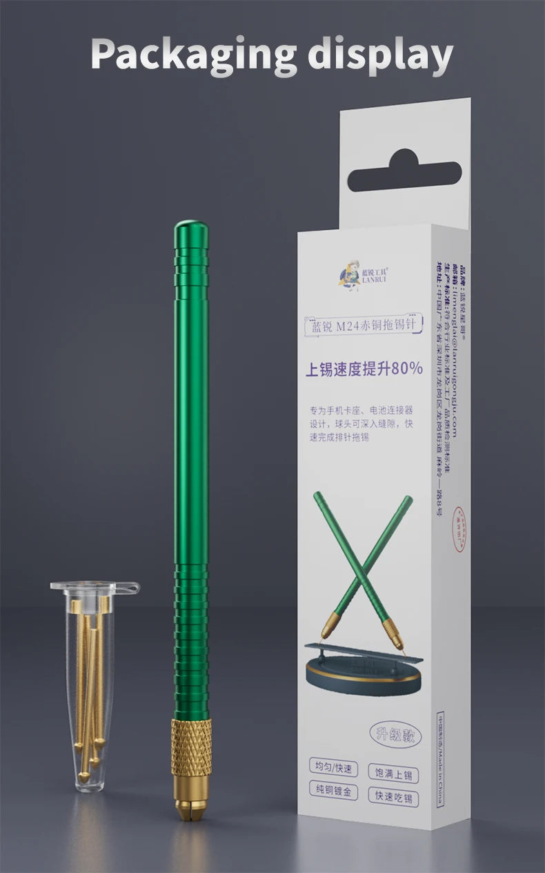 LANRUI M24 Tin Drag Needle Set Red Copper FPC Connector Reballing Solder Bar for Phone PCB Motherboard IC Chip Weld Repair Tools