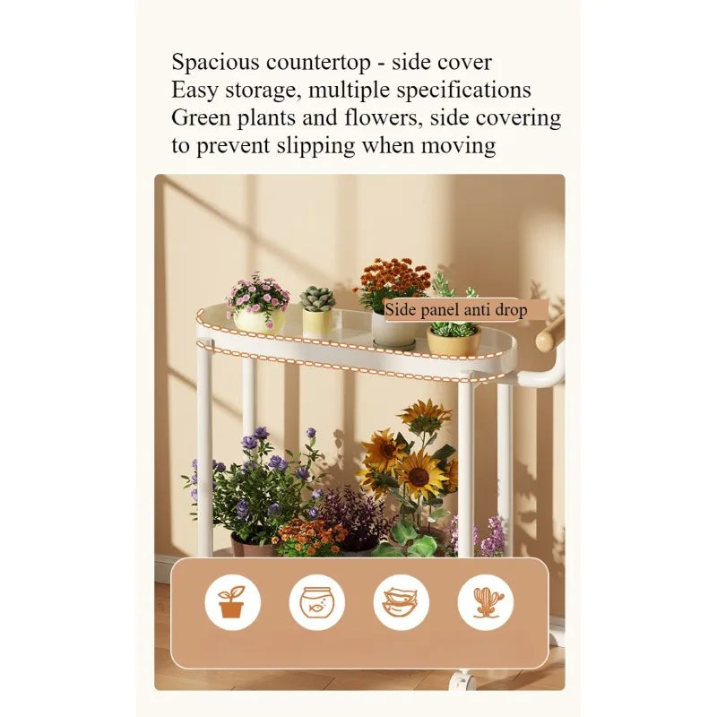 Indoor shelf Simple flower stand Universal wheel Balcony Living room storage rack Various colors Versatile flower stand Shelf