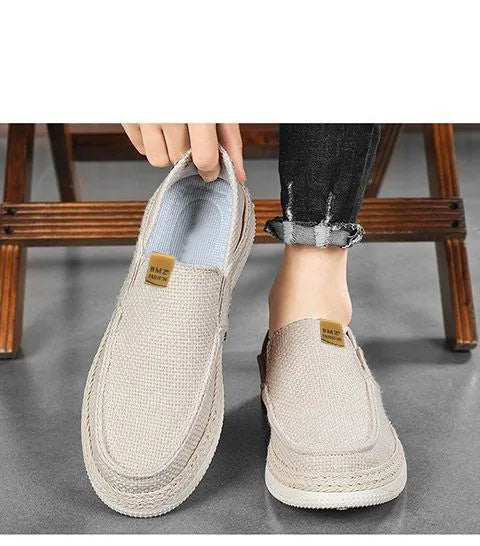 Summer Casual Loafers Men Breathable Slip On Casual Shoes for Men Classic Linen Canvas Sneakers Male Light Flats Lazy Shoes