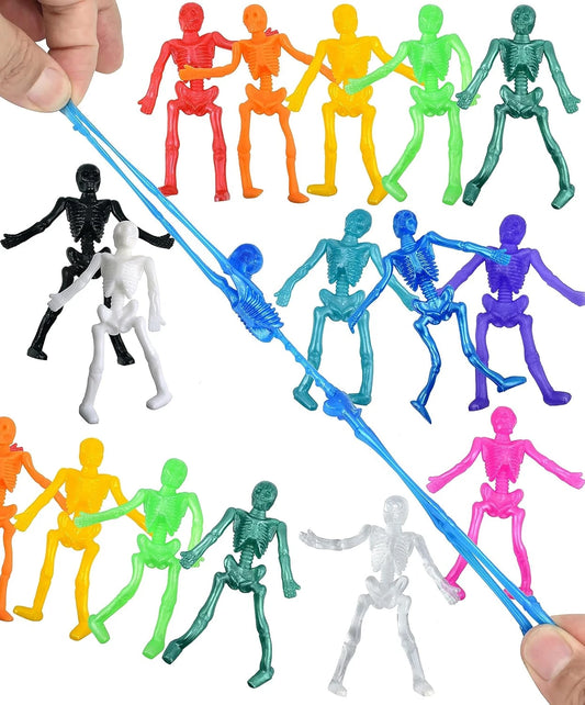 10-100pcs Stretchy Skeleton Toys For  Assorted Color Stretchy Skull Squishy Toys For Halloween Party Favors Prizes Gifts