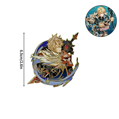 Genshin Impact Hard Enamel Pin Columbina Flins Odette Anastasya Badges Lapel Pin Cartoon Anime Brooches Backpack Decoration