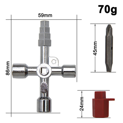 4in1 Silver Key Wrench Electrical Elevator Control Cabinet Valve Inner Triangle Quadrangle Screwdriver Tool Set