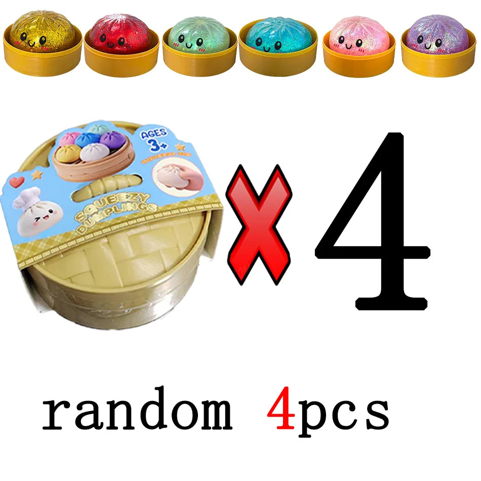 Glitter dumpling squishies Glitter Dumpling Squishy with Box Dumplings Sensory Dumpling Pressure Toy for Stress Relief